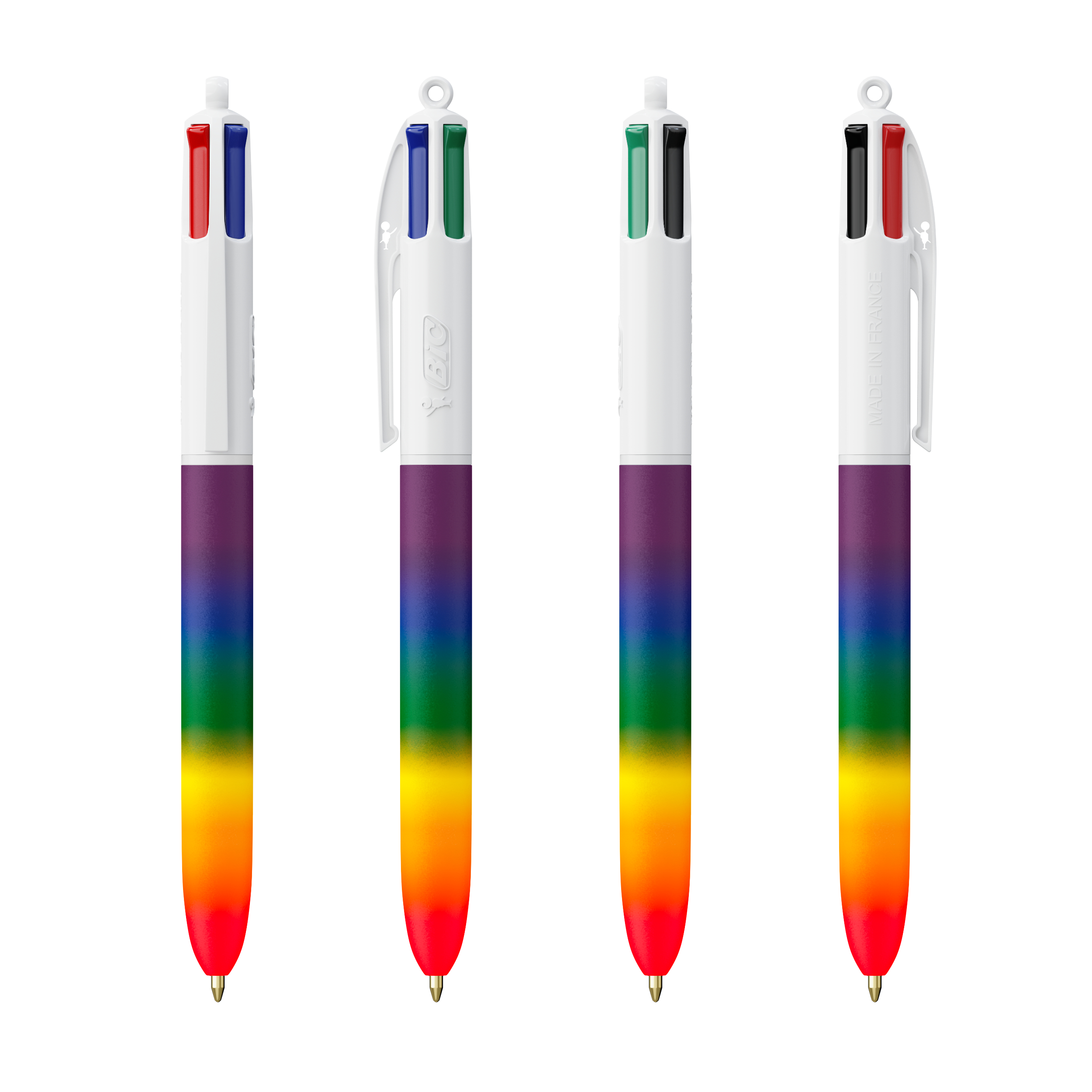 Stylo personnalisé BIC® 4 Couleurs® Rainbow Decor Couleur Vert - argent - rouge